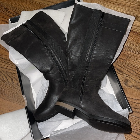 TORRID BOOTS NWT FAUX LEATHER DUAL BUCKLE KNEE-HIGH BOOTS - Picture 6 of 14